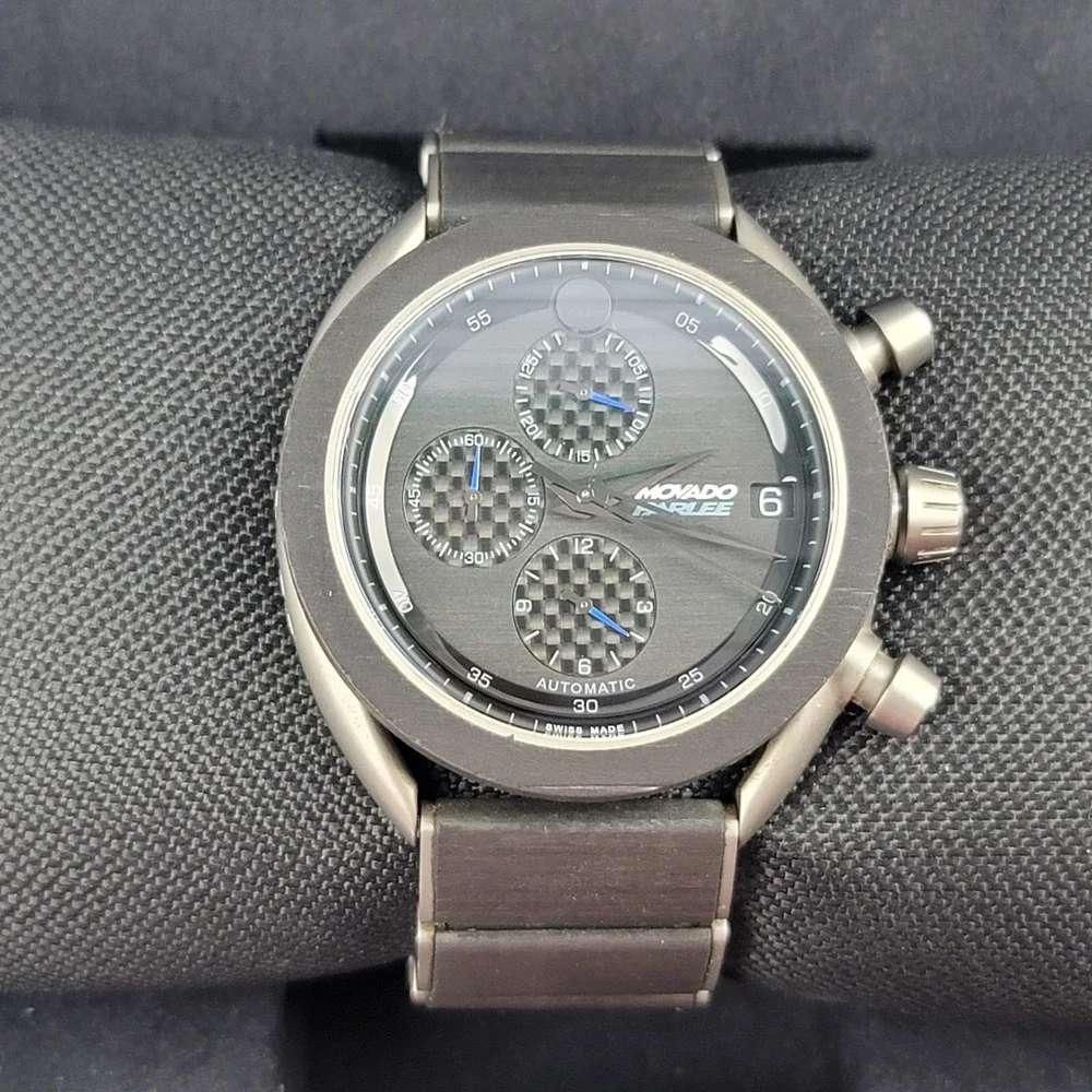 Movado Parlee Auto/Chronograph 16/75 Blue Limited Edition Watch $8500 MSRP